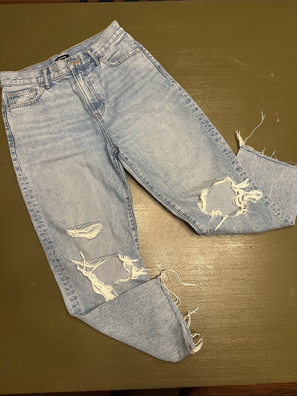 Express Light Blue Distressed Boyfriend Jeans